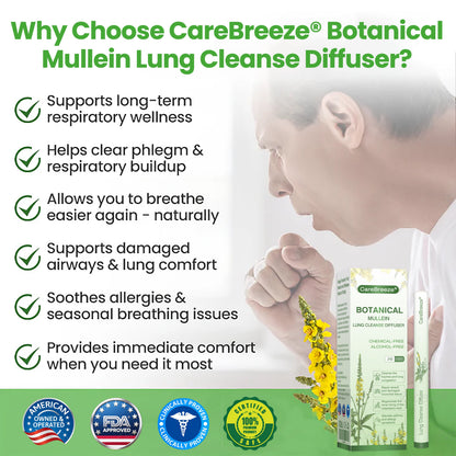 💖🫁🇺🇸✅Official Store: CareBreeze® Botanical Mullein Lung Cleanse Diffuser（👨‍⚕️Directly acts on COPD, asthma, chronic bronchitis (CB), respiratory infections, lung cancer, sinusitis, and other conditions）