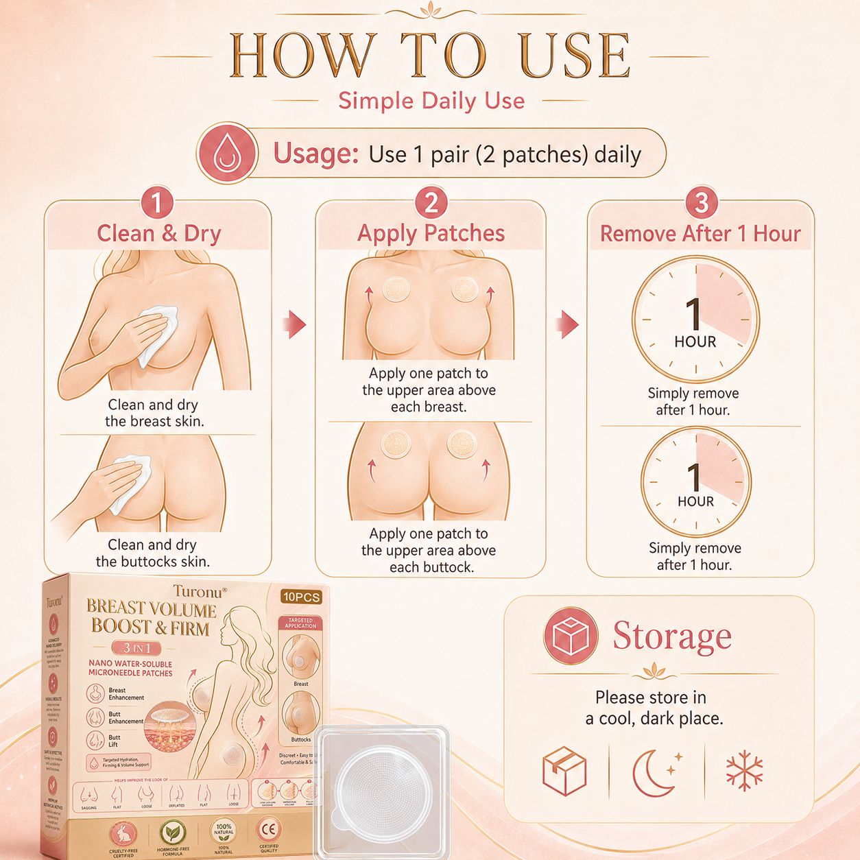 💥Turonu® 🖤 Targeted Breast Enhancement Advanced Nano Microneedle Patch💃