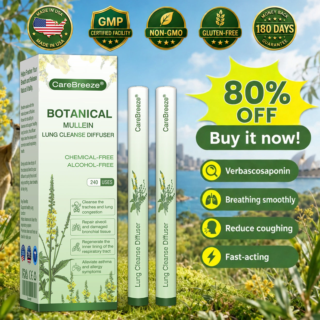 💖🫁🇺🇸✅Official Store: CareBreeze® Botanical Mullein Lung Cleanse Diffuser（👨‍⚕️Directly acts on COPD, asthma, chronic bronchitis (CB), respiratory infections, lung cancer, sinusitis, and other conditions）